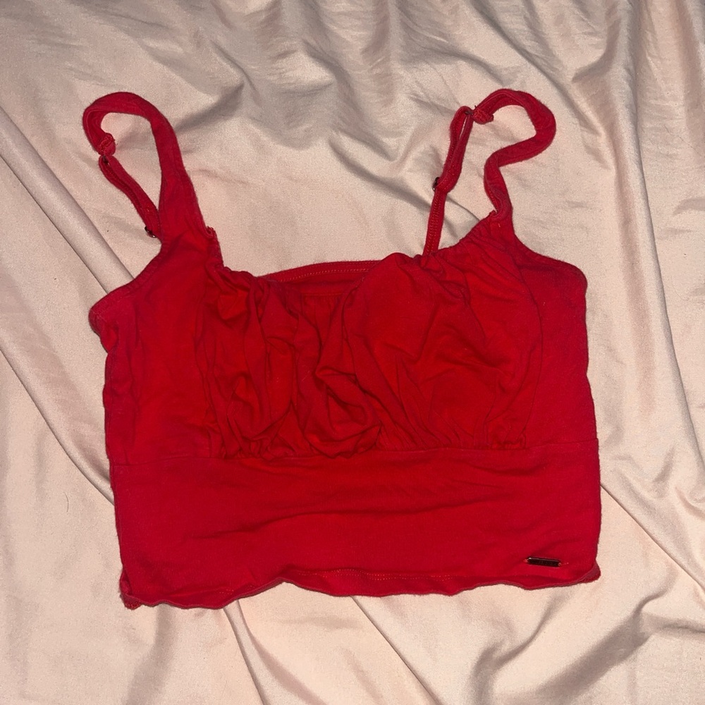 Red crop tank